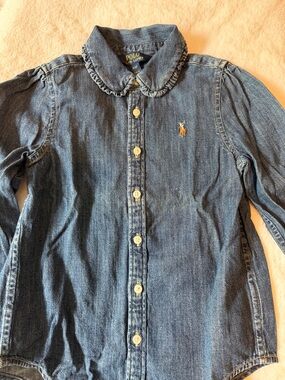 Polo by Ralph Lauren Girls Denim Button-Front Top in Blue